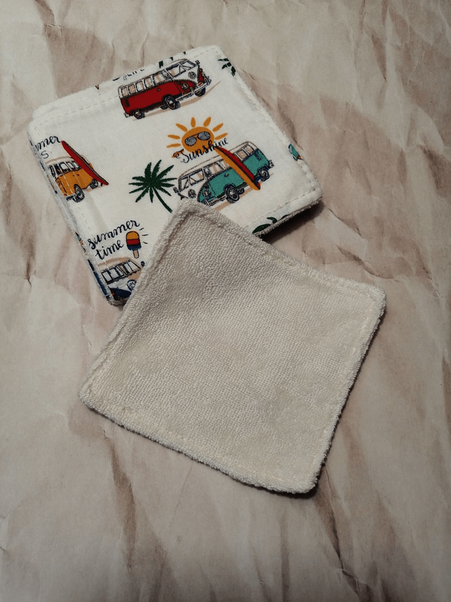 Lingettes démaquillantes écologiques en micro éponge de bambou et coton - 9x9 cm - lot de 5