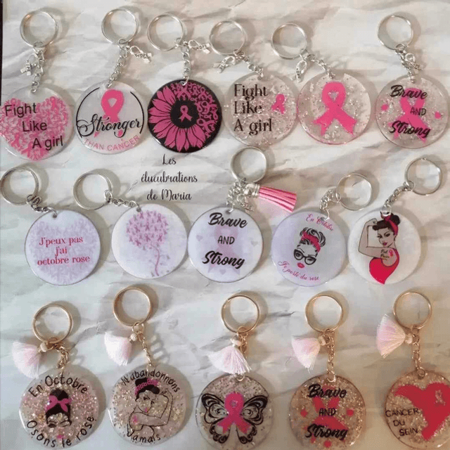 Porte clés octobre rose - soutenez la lutte contre le cancer du sein