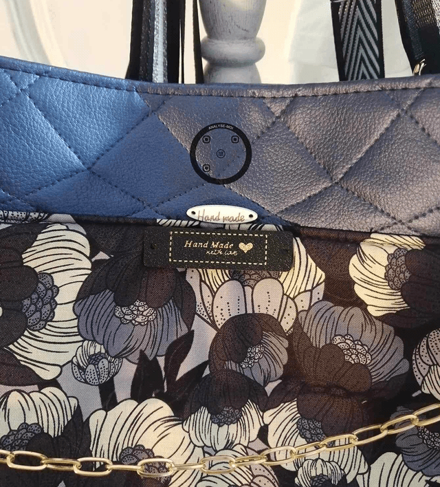 Sac MDLA-sac élégant noir et blanc avec chaîne argentée