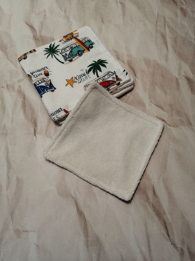 Lingettes démaquillantes écologiques en micro éponge de bambou et coton - 9x9 cm - lot de 5